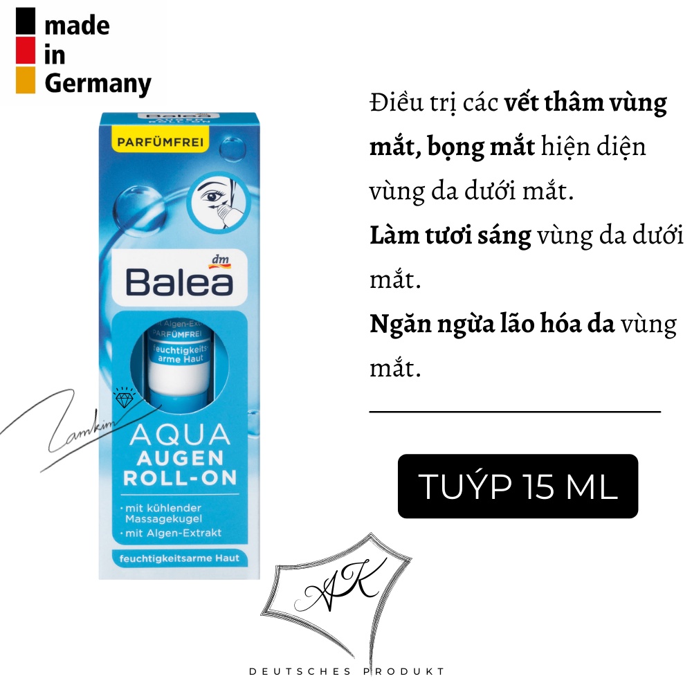 [ Hàng Đức ] Lăn dưỡng mắt Balea - Đức - 15ml