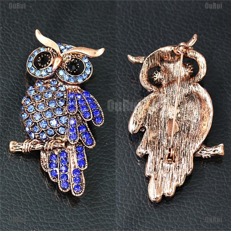 (FCC) Trâm Cài Áo Con Cú Bằng Đá Cổ Điển