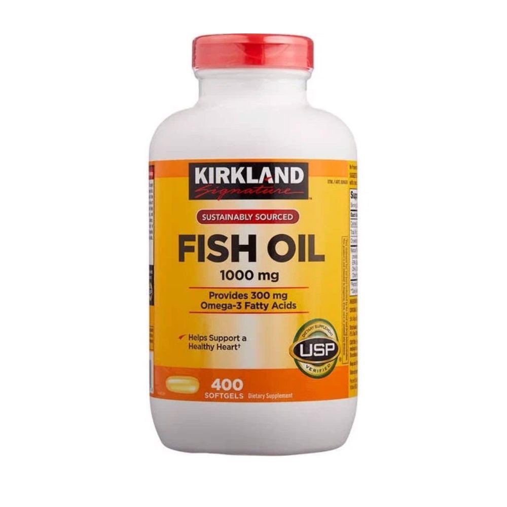 hộp 400 viên Dầu Cá Kirkland Signature Fish Oil Của Mỹ Loại 1000mg