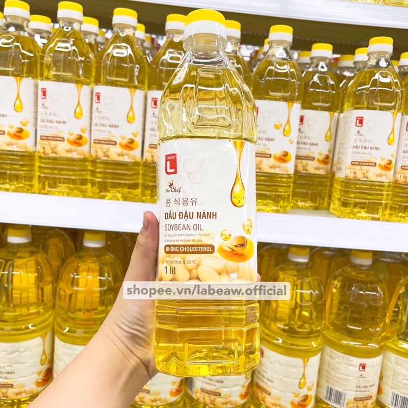 Dầu đậu nành CHOICE L chai 1L không Cholesterol theo tiêu chuẩn Hàn Quốc (rẻ hơn dầu ăn SIMPLY)