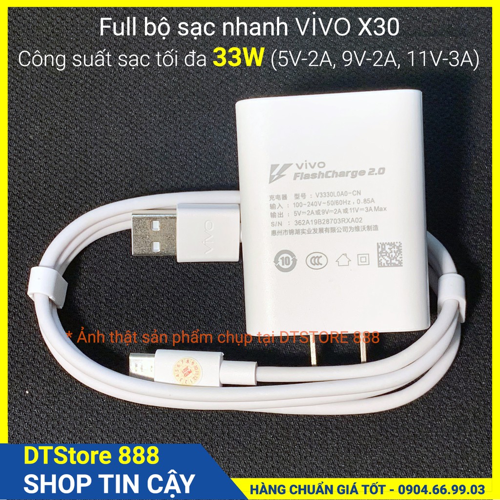 Bộ sạc nhanh SIÊU TỐC 33W VIVO X30, Flash Charge 2.0, cáp USB - Type C,cho X50 X60 Pro V19 V20 V21