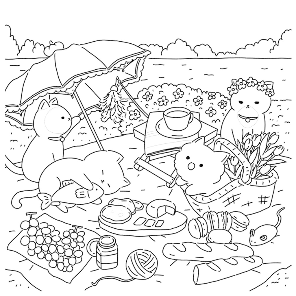 Bộ 20 tranh tô màu Happy cat giấy dầy đẹp