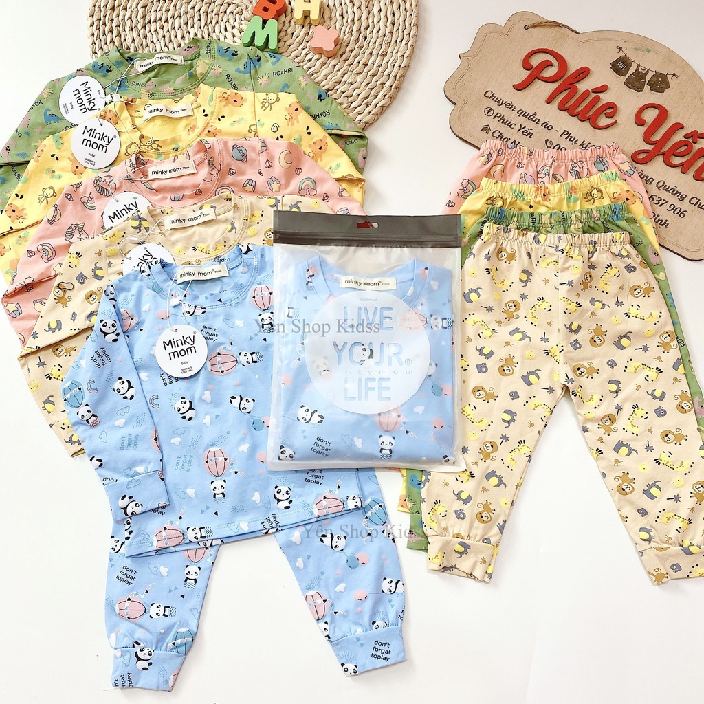 Sale !!! Bộ Dài  Minky Mom Cotton 100 % In Họa Tiết Khỉ-Ngựa Vàng Cho Bé_Super Sale (1311)