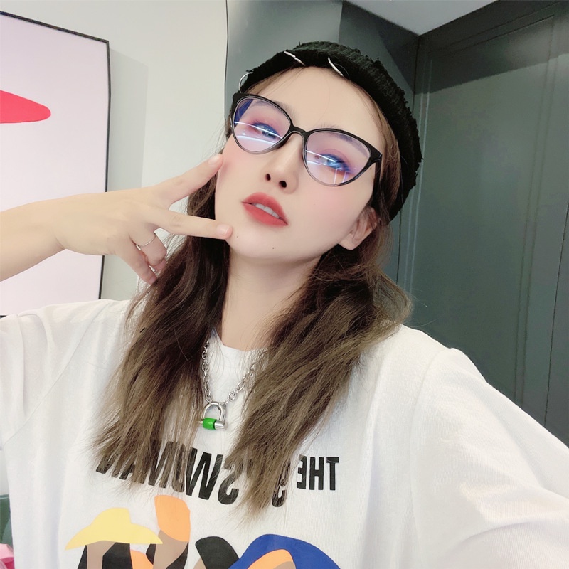 Kính Mát Gọng Mắt Mèo Màu Gradient Chống Ánh Sáng Xanh Phong Cách Retro Thời Trang