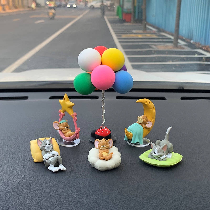 Cat and Mouse Car Decoration Hand-Made Car Accessories Tom Jerry Mouse Doll Dashboard Cute Cartoon Car Auto department store supplies