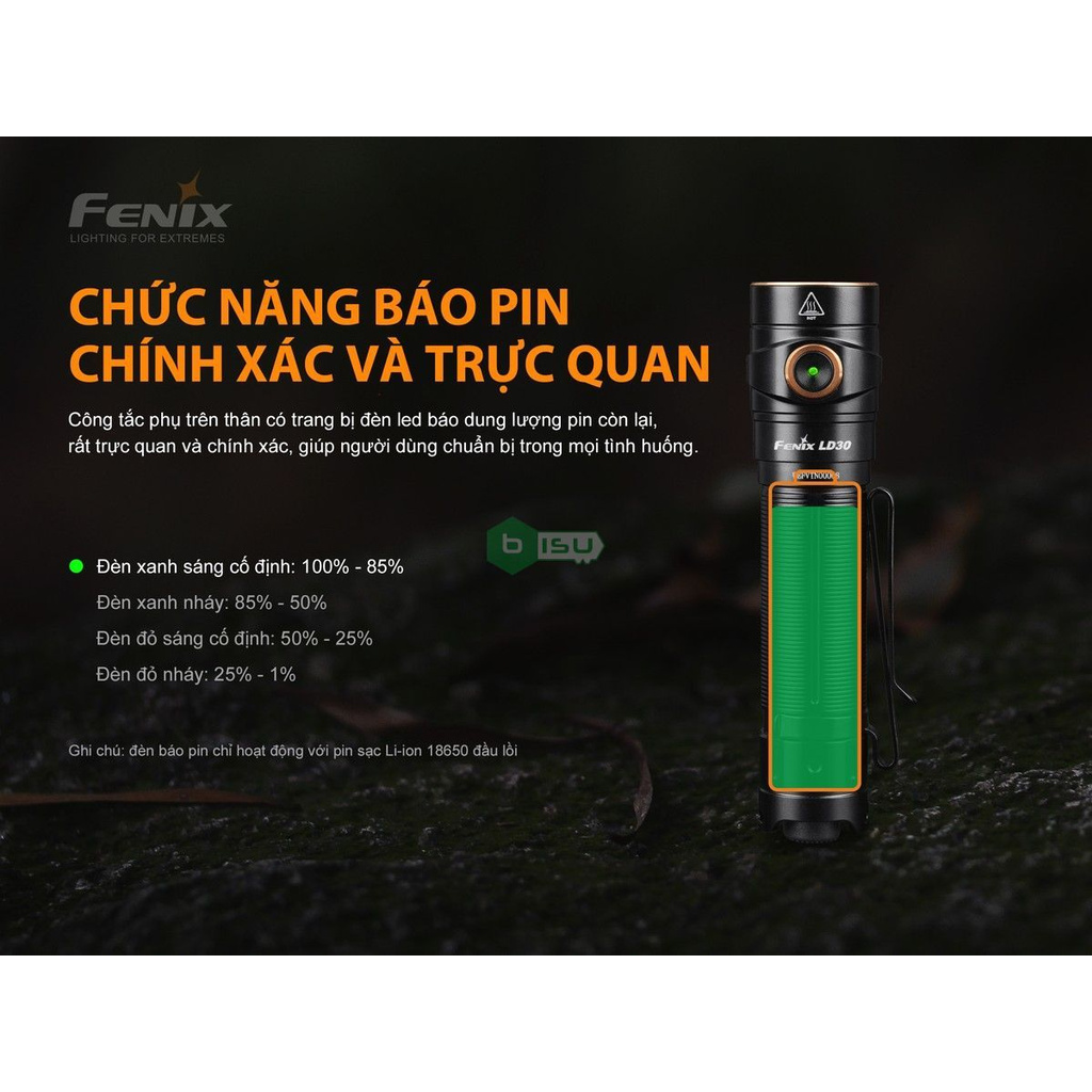 CHÍNH HÃNG PHÂN PHỐI - Đèn pin Fenix - LD30 - 1600 Lumens (kèm 01 pin sạc ALR_L18_3500U)