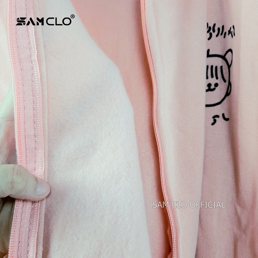 ÁO KHOÁC NỈ SAM CLO nữ freesize hoodie có khóa kéo tay dài thu đông dáng unisex in hình MẶT CẬU BÉ CƯỜI