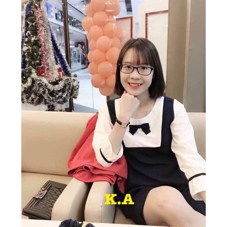 Váy phối sơ mi nơ cổ dễ thương KAN2412 | BigBuy360 - bigbuy360.vn