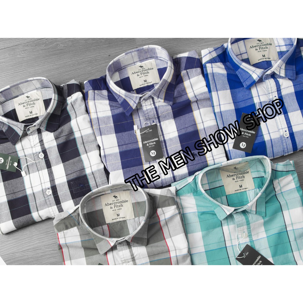 Áo sơ mi caro nam tay ngắn Kẻ Xanh Ngọc Abercrombie & Fitch Cao Cấp - Tín Đồ Thời Trang | BigBuy360 - bigbuy360.vn