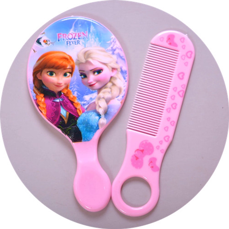 Bộ đồ chơi trang điểm hai món gương + lược họa tiết hoạt hình frozen/ my little pony dành cho bé gái