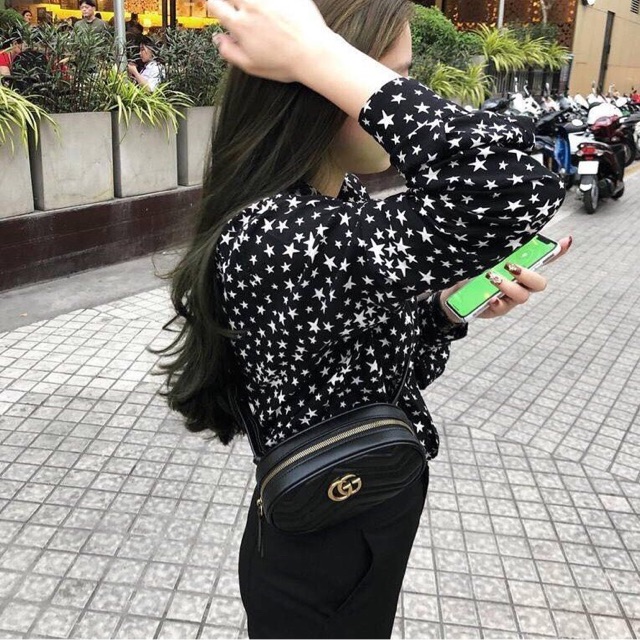 Túi đeo chéo CG dây da phối xích
