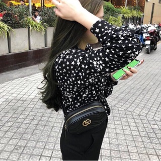 Túi đeo chéo CG dây da phối xích