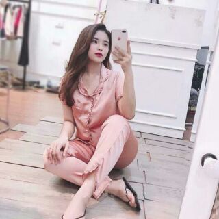 Bộ lụa tay cộc quần dài