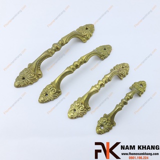 Tay nắm tủ đồng họa tiết hoa cổ NKD018 (Màu Đồng Vàng)