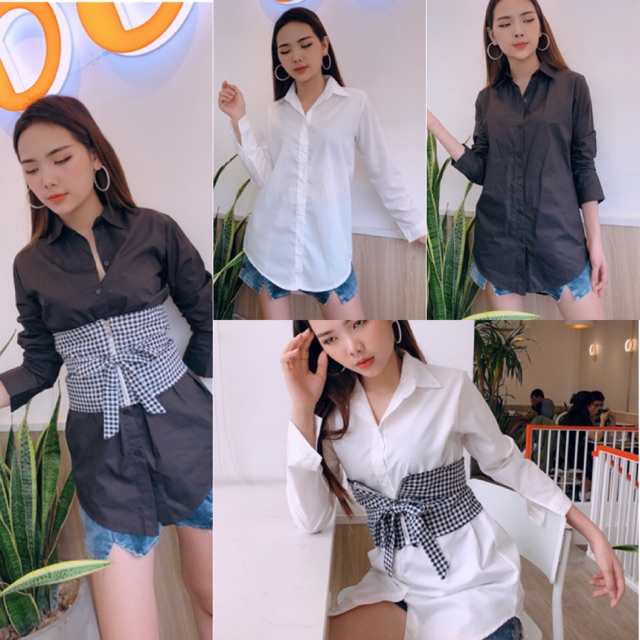 {Hình Thật giá sỉ} áo sơmi dấu quần kèm belt latex rời