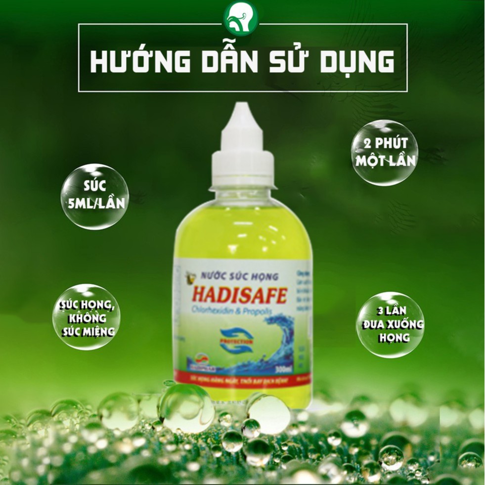 Nước súc họng Hadisafe 300ml chứa Chlorhexidin digluconat làm sạch khoang miệng