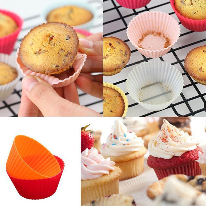 Bộ 10 Khuôn Silicon Làm Bánh Muffin 7cm 8 Màu