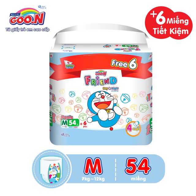 [CỘNG 6 MIẾNG] Tã quần Goo.N Friend Doremon gói cực đại size M 54 miếng (cho bé 7 - 12kg)