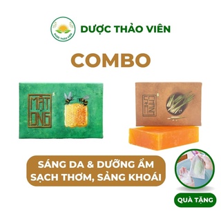 Xà Bông Sinh Dược ( Combo xà bông nghệ mật và xà bông sả chanh giúp giảm mụn sáng da và thơm mùi sả chanh )