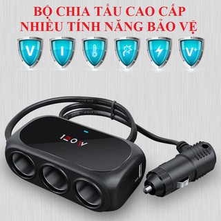 Bộ Chia Tẩu 3 Cổng + 2 USB Cao Cấp WT - D23