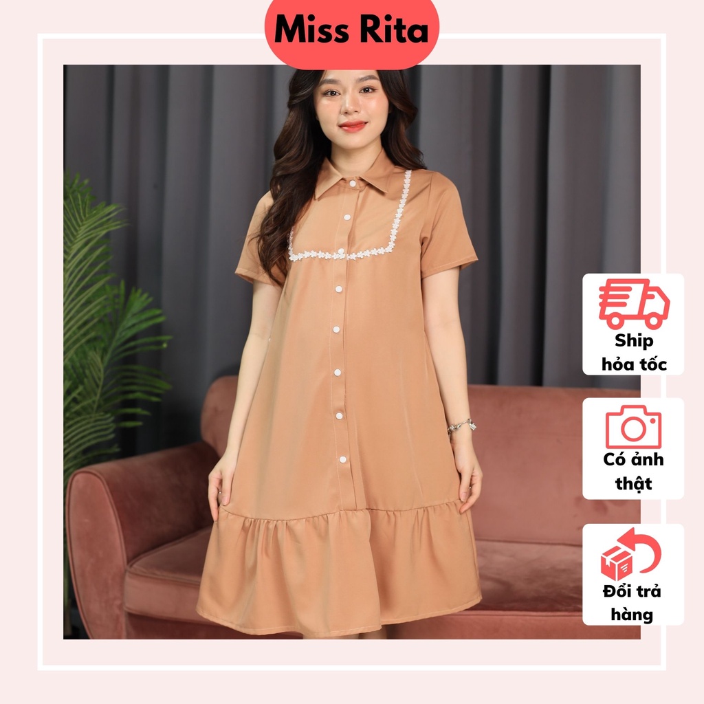 Đầm bầu mùa hè đuôi cá cổ đức pha ren bổ nẹp thiết kế bởi Miss Rita