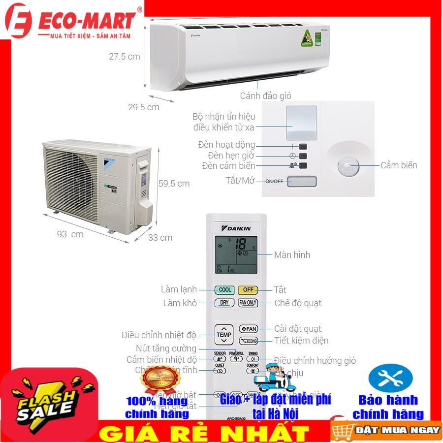 [ VẬN CHUYỂN MIỄN PHÍ KHU VỰC HÀ NỘI ]  Điều hòa, lạnh Daikin 18000BTU 1 chiều Inverter R32 Cao cấp FTKC50TVMV/RKC50TVMV