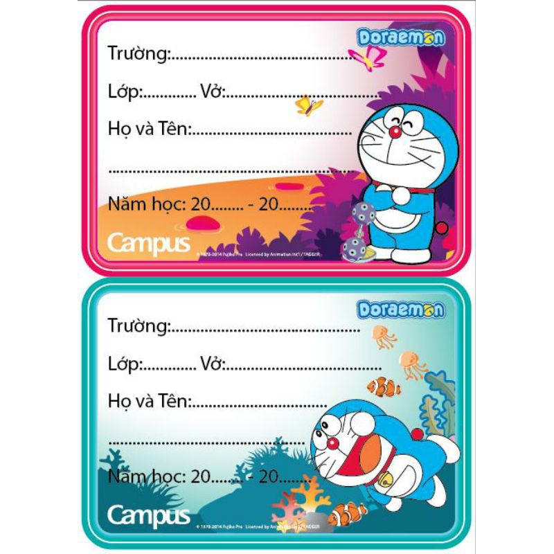 Nhãn vở Doraemon Campus