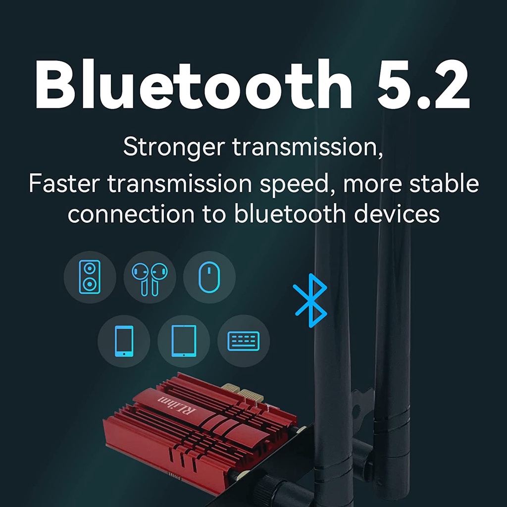 Thẻ Mạng WiFi Không Dây AX210 PRO 6E Bluetooth 5.2 5374M Gigabit 10 / 11  Cho Máy Tính Để Bàn