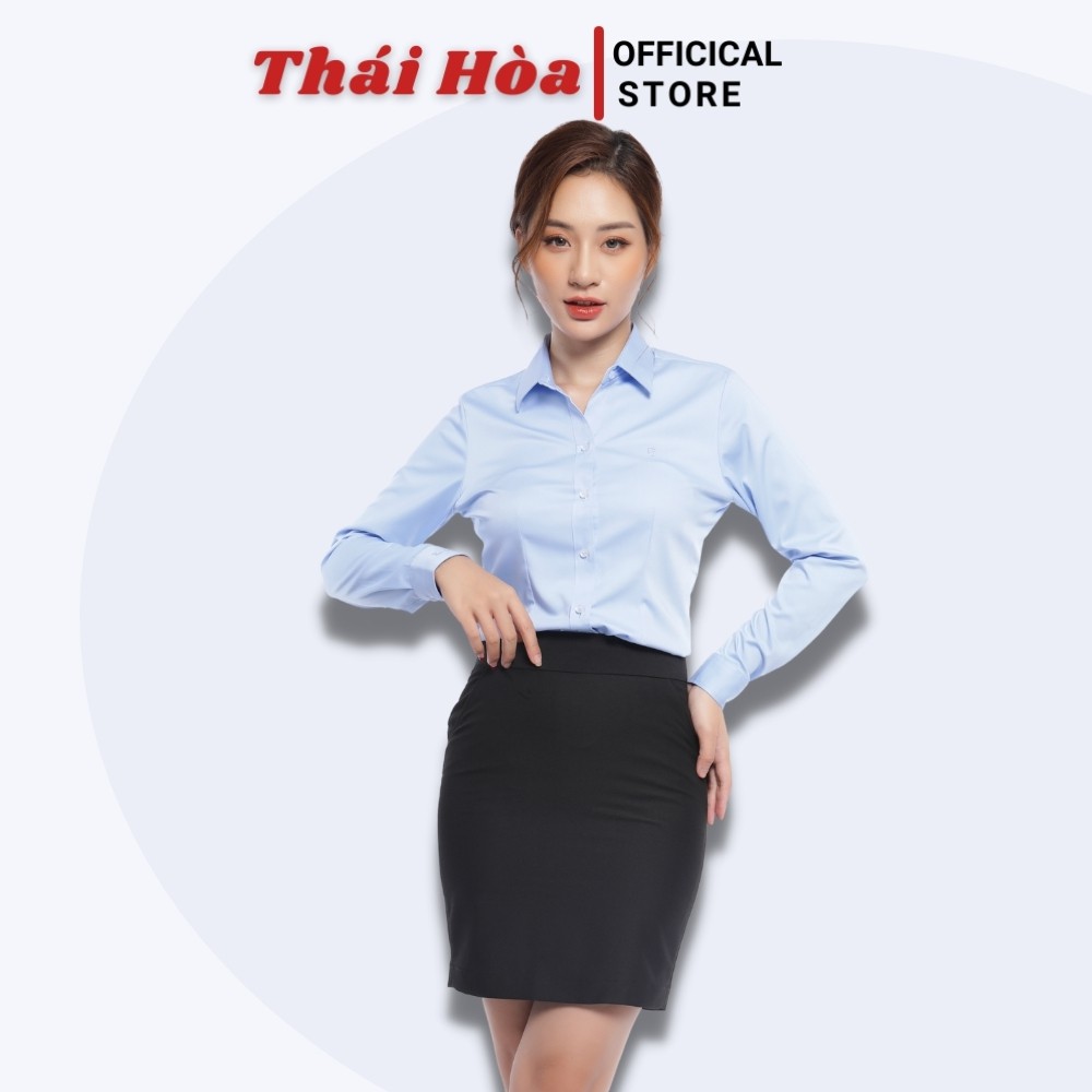 Áo sơ mi nữ Thái Hòa công sở dài tay, sơ mi nữ nhiều màu chất vải sợi tre cao cấp 8919