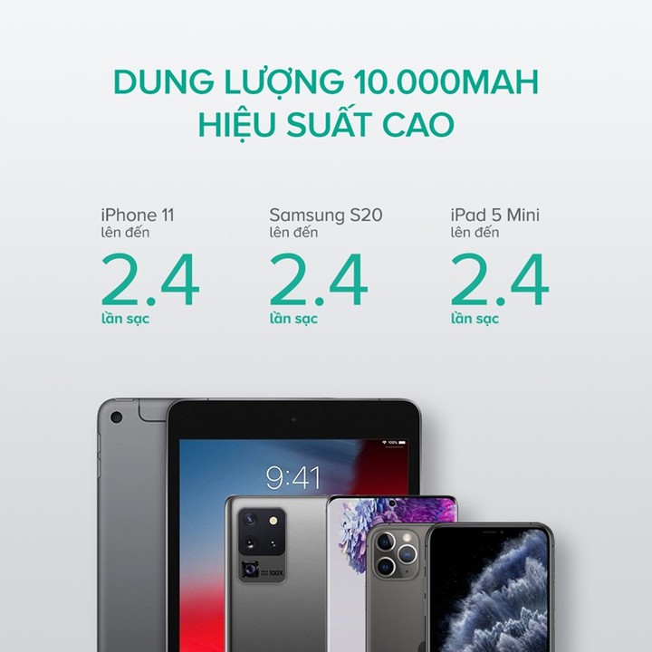 【BẢO HÀNH 1 NĂM】Pin dự phòng 10000mAh tặng túi bảo vệ