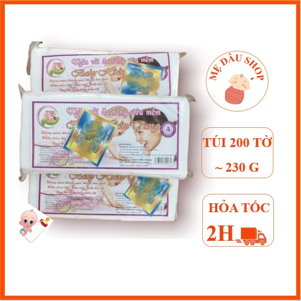 Khăn vải khô đa năng Baby Hiền Trang Gói ~ 200 tờ