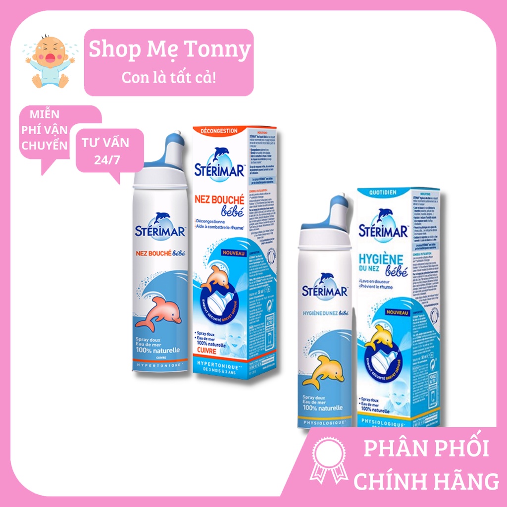 Xịt muối mũi cá heo vàng và cam Sterimar Pháp 100ML