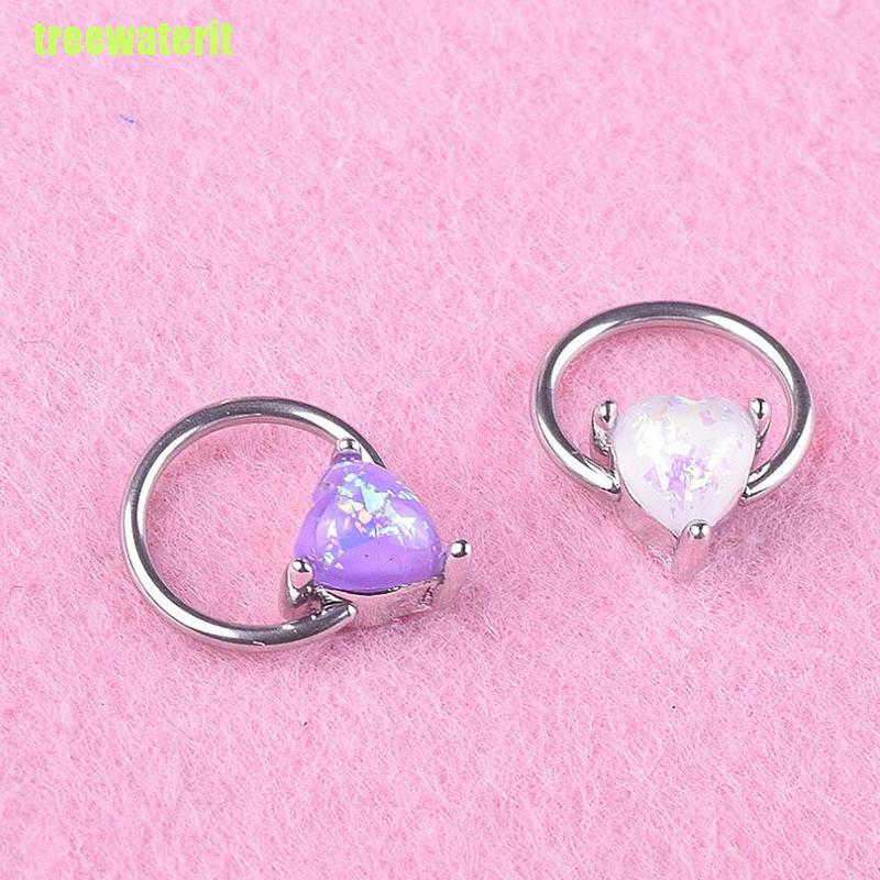 Khuyên Mũi Bằng Thép Không Gỉ Đính Đá Opal Nhân Tạo 16g