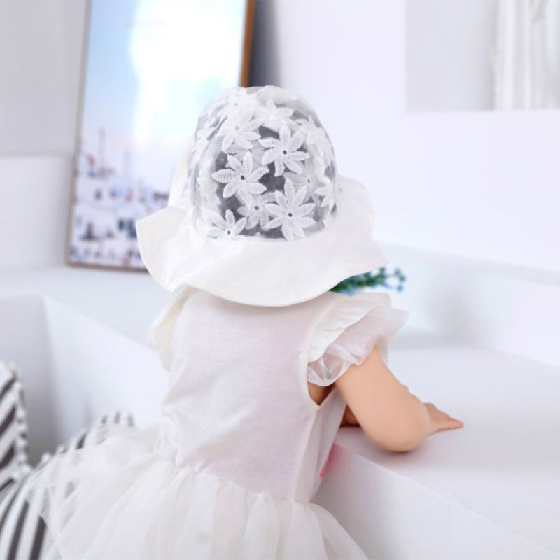 Mũ Trùm Đầu Viền Hoa Viền Ren Dễ Thương Cho Bé Gái Edge