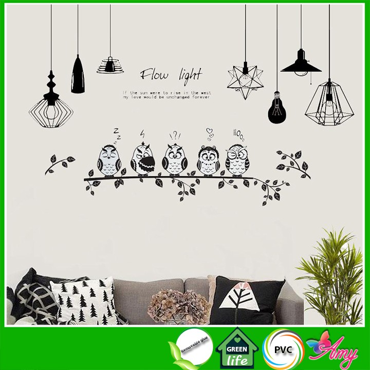 Decal dán tường tranh trang trí trắng đen ngộ nghĩnh sáng tạo decalamyshop