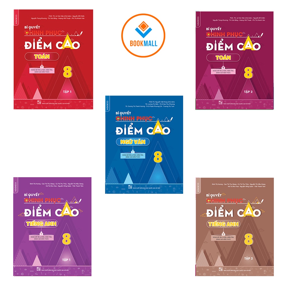 Sách - Combo Bí quyết chinh phục điểm cao Toán Văn Anh lớp 8 tập 1 2 ( 5 cuốn )