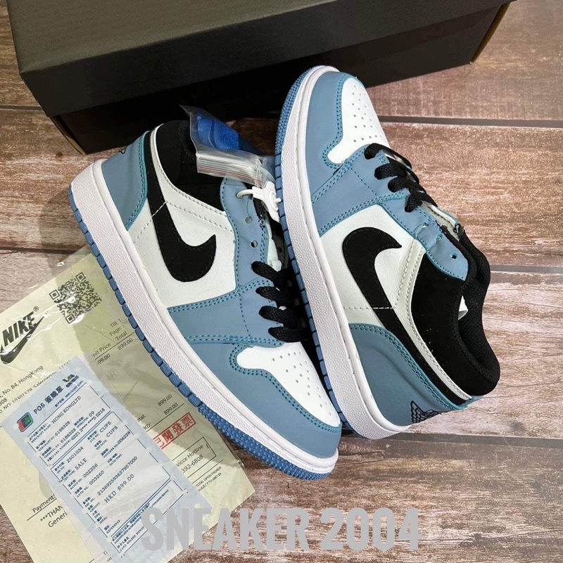 Jordan xanh dương cổ thấp thể thao nam nữ sneaker kèm hộp