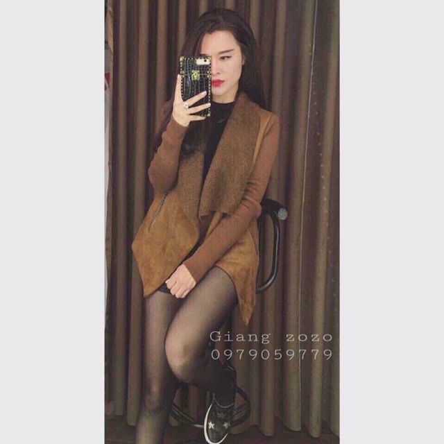 Khoác da lộn lót lông cừu