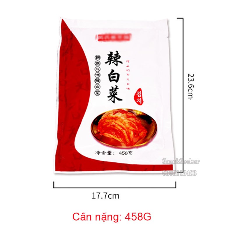 [FREESHIP EXTRA]  Kim Chi Cải Thảo Hàn Quốc Chuẩn vị chua cay túi lớn 458gr - Đồ ăn vặt Snackseeker