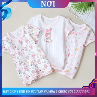 ✕✺✆3 cái áo thun ngắn tay trẻ em jacquard dọc cho bé gái và trẻ sơ sinh Chất cotton mỏng Áo sơ mi họa tiết kẻ nửa dưới h