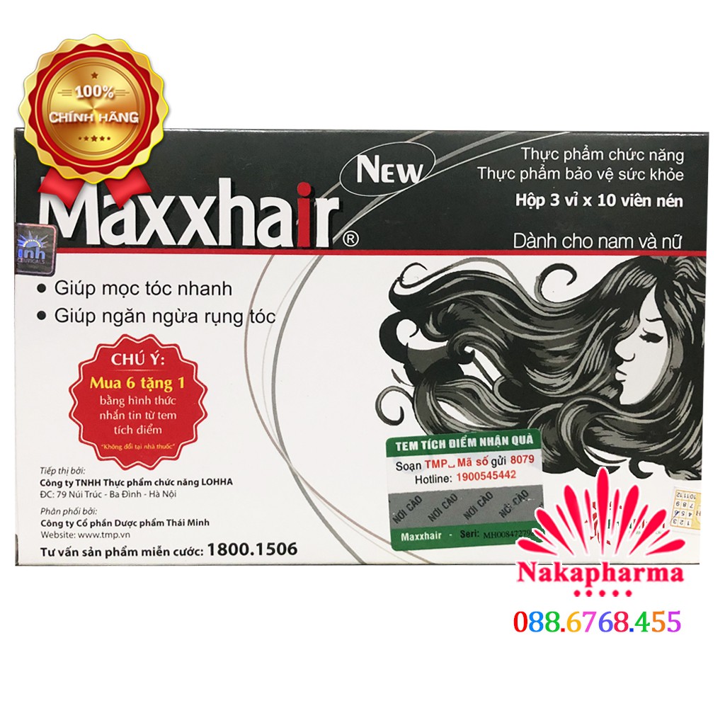 MAXXHAIR - Mọc tóc, giúp giảm rụng tóc, kích thích tóc mọc nhanh, chắc khỏe, suôn mượt, bóng đẹp Maxhair