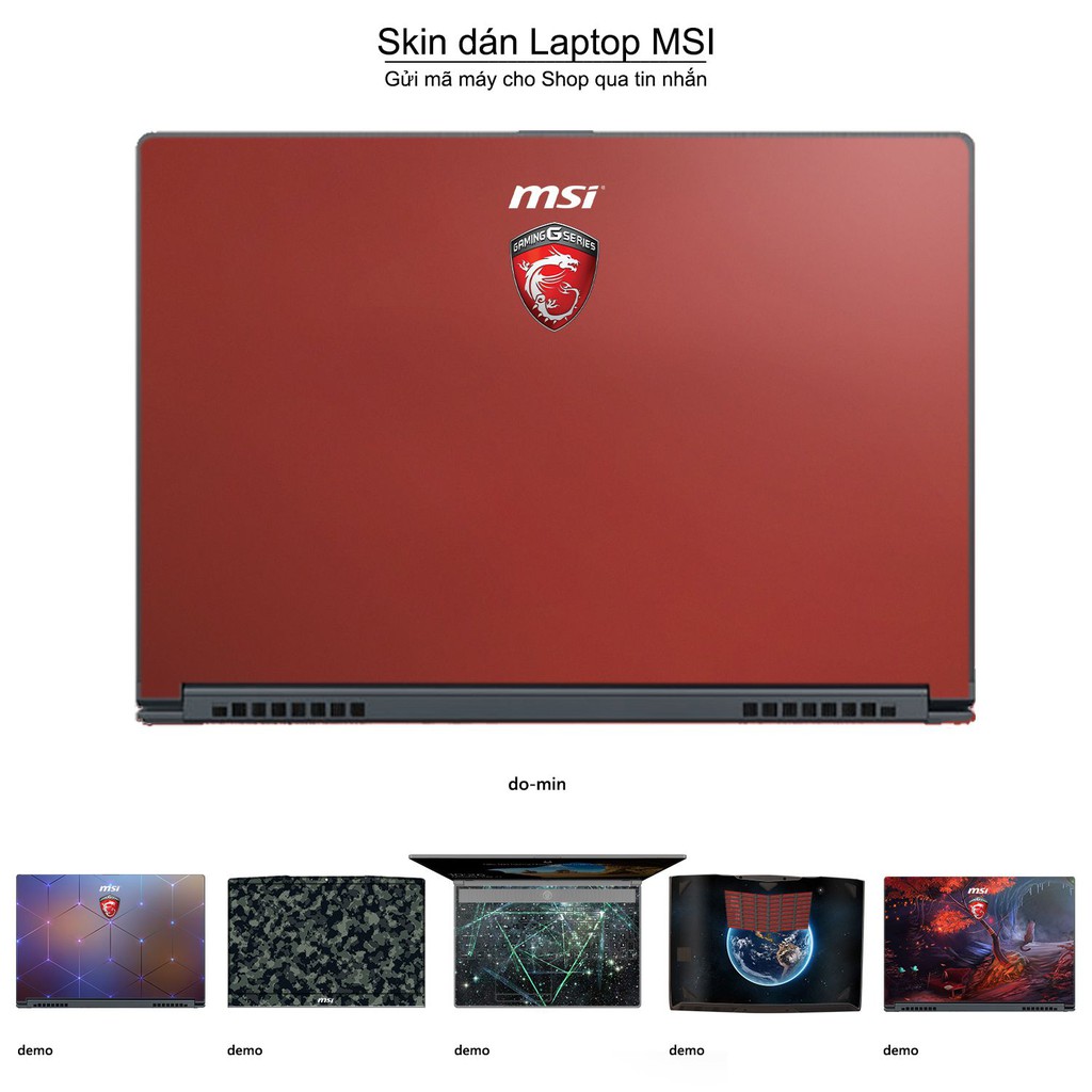 Skin dán Laptop MSI in màu đỏ mịn (inbox mã máy cho Shop)