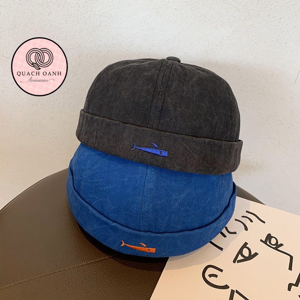 Mũ quả dưa địa chủ beanie không vành hình con cá – MU61