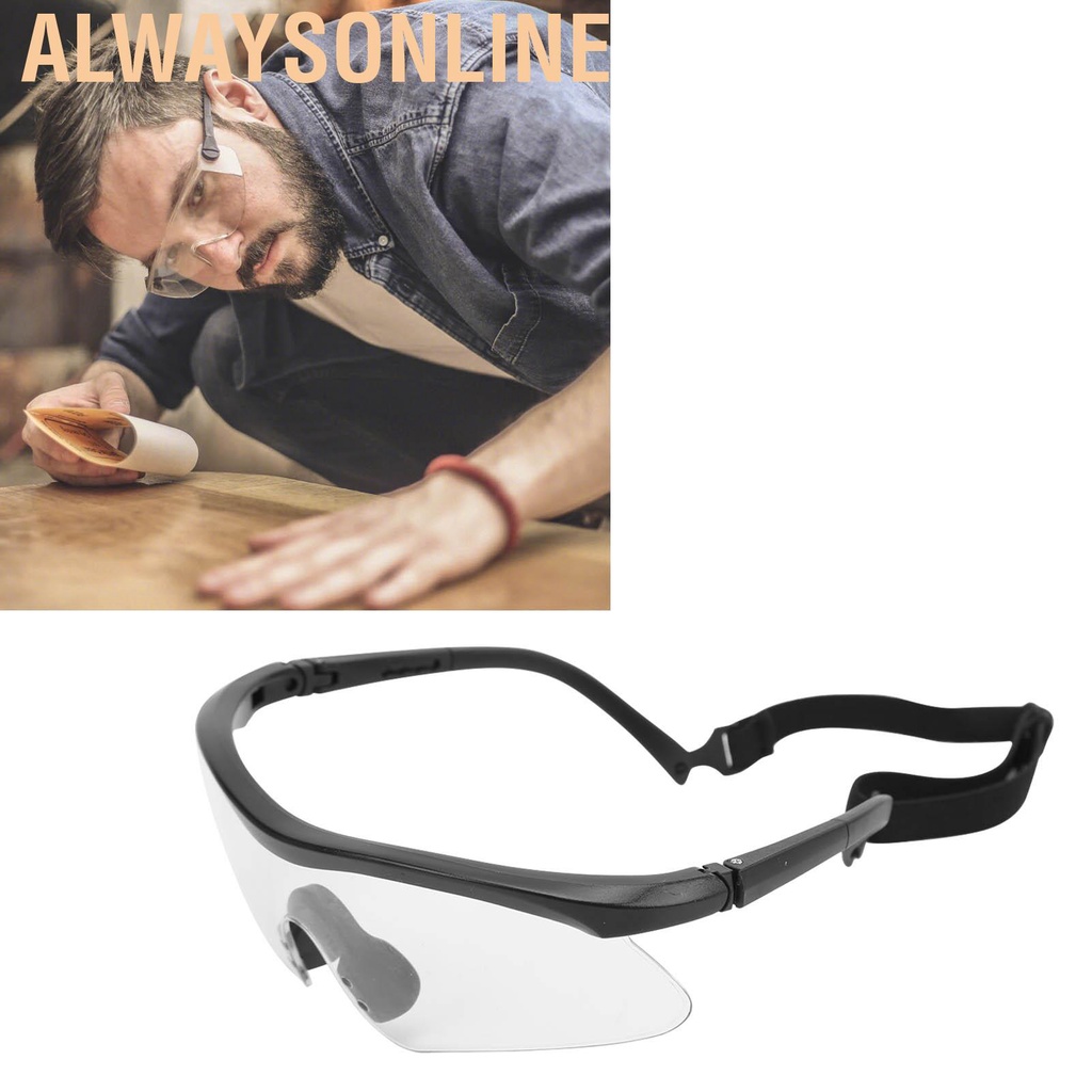 Alwaysonline Safety Goggles Protection Glasses Sandproof Antifog Antisplash Clear PC Lens Adjustable Waterproof Wide View for
