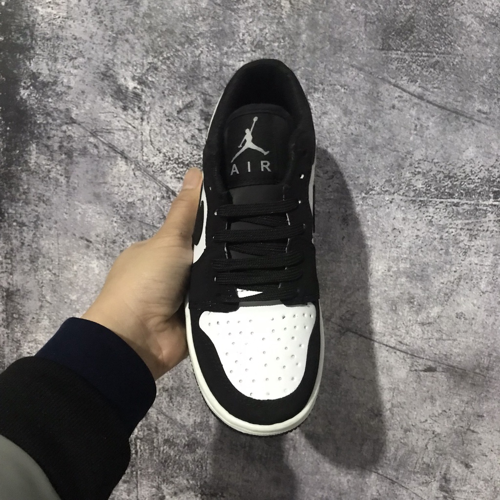 Giày sneaker JORDAN 1 PANDA đen trắng thấp cổ Hot trend nam nữ, Giày thể thao JD1 đen trắng thấp dùng đi học,tập gym