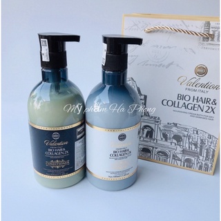 Dầu gội valention dầu xả valention collagen siêu mềm mượt phục hồi, ngăn gầu ngứa gẫy rụng 500ml, 800ml