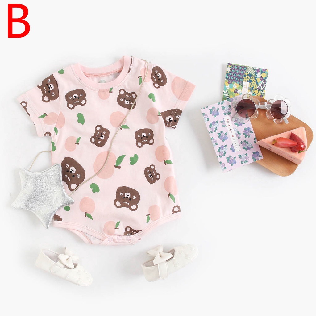 Áo liền quần SANLUTOZ từ cotton họa tiết tùy chọn mùa hè dễ thương cho bé