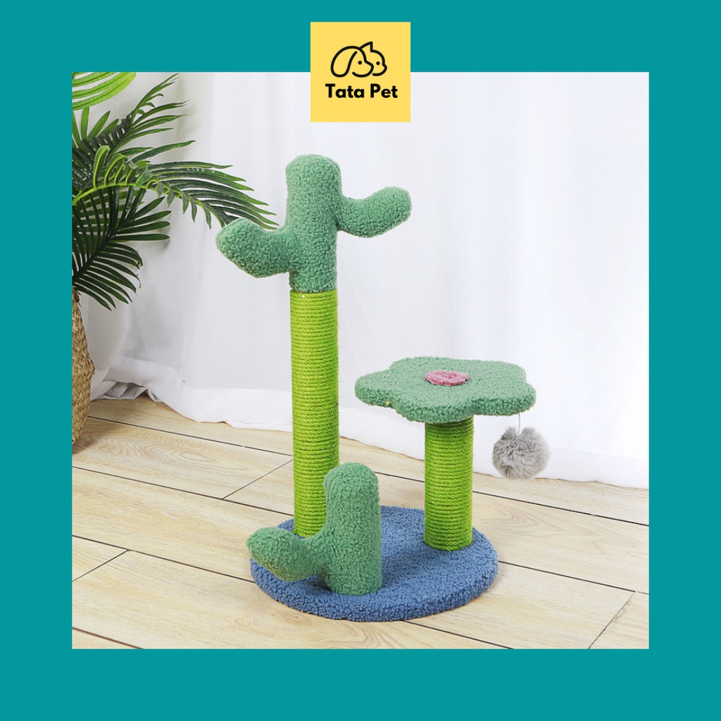 Trụ cào móng bằng gỗ cho mèo (Cattree) cây cào móng- Nhà cây cho mèo cào móng hình xương rồng (CM2) TATA PET