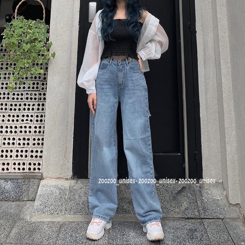 [Sỉ] Quần jeans nữ ống rộng 100cm cao cấp phong phong cách Hàn Quốc cao cấp Chiwawa shop