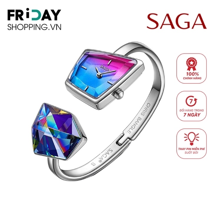 [Mã LT500 giảm 500k đơn 2tr990] Đồng hồ nữ Saga 80727 SVGRSV-2L QUARTZ (Pin) dây kim loại
